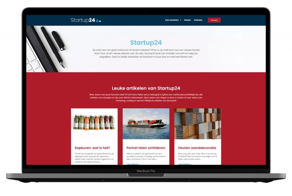 Portfolio startup24 homepage