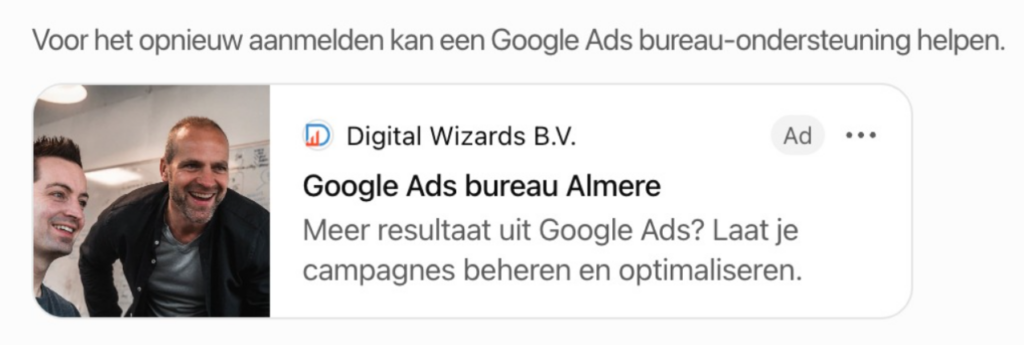 Voorbeeld lokale GEA advertentie via ChatGPT